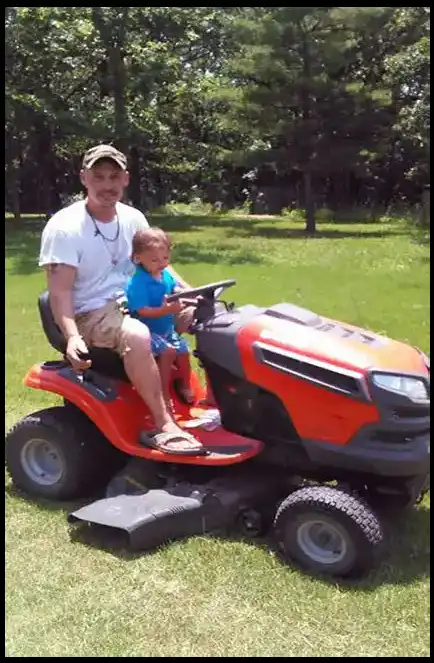 Book Author and Veteran David Haave and son Danny in the book My New Boots for My Daddys Farm MO USA 2015